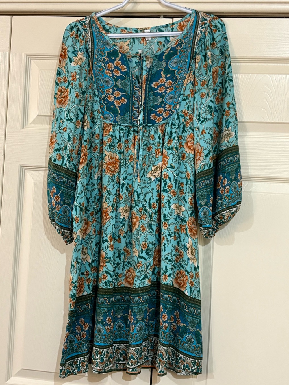 Boho Rayon  Floral Peasant Dress